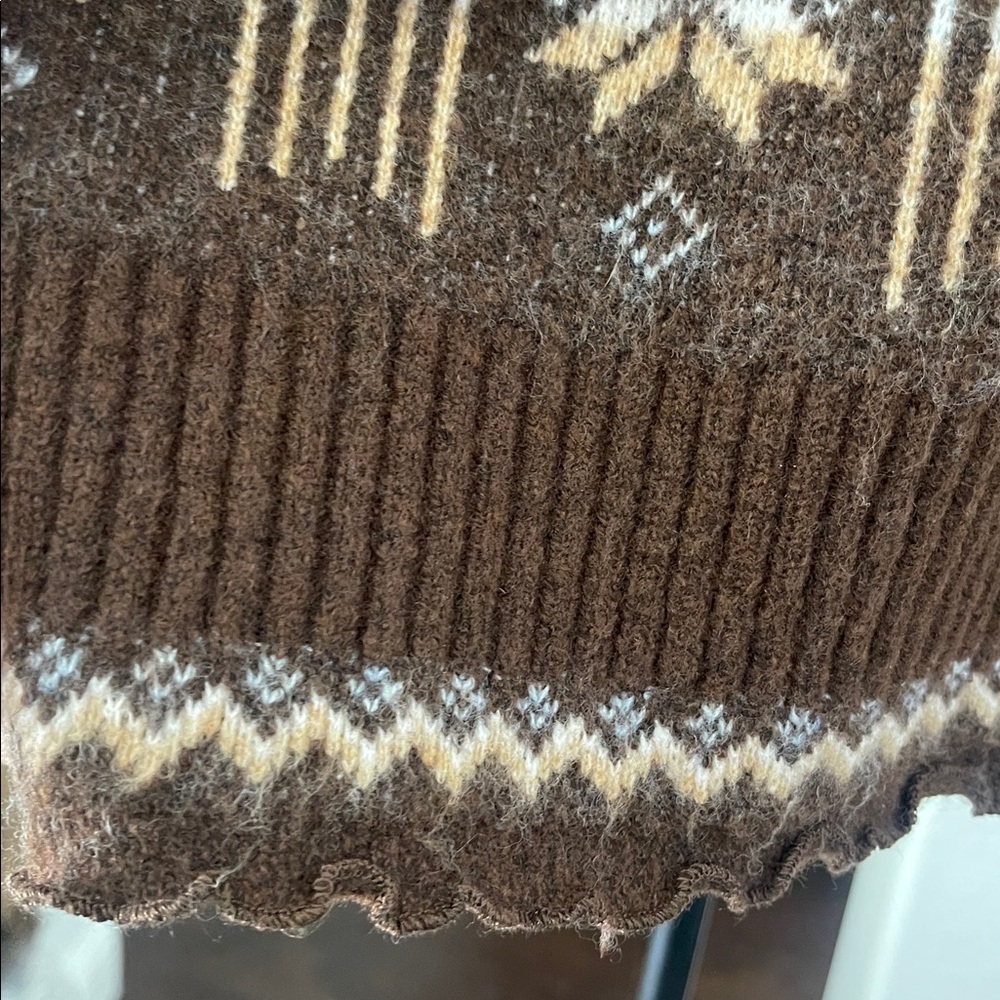 HOUSE OF HARLOW 1960 Brown Mock Neckline Double Zipper Wool Blend Sweater Size S - Picture 13 of 16